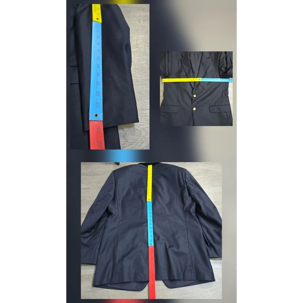 Lauren Ralph Lauren Blazer Men‎ 42R Navy Blue Gold Buttons 100% Wool Woolmark